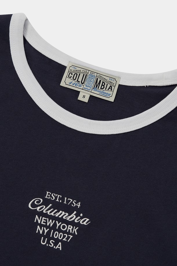 COLUMBIA UNIVERSITY - 반소매 티셔츠 - CU BIG SCRIPT WOMEN S/S RINGER T-SHIRTS 크라운네이비