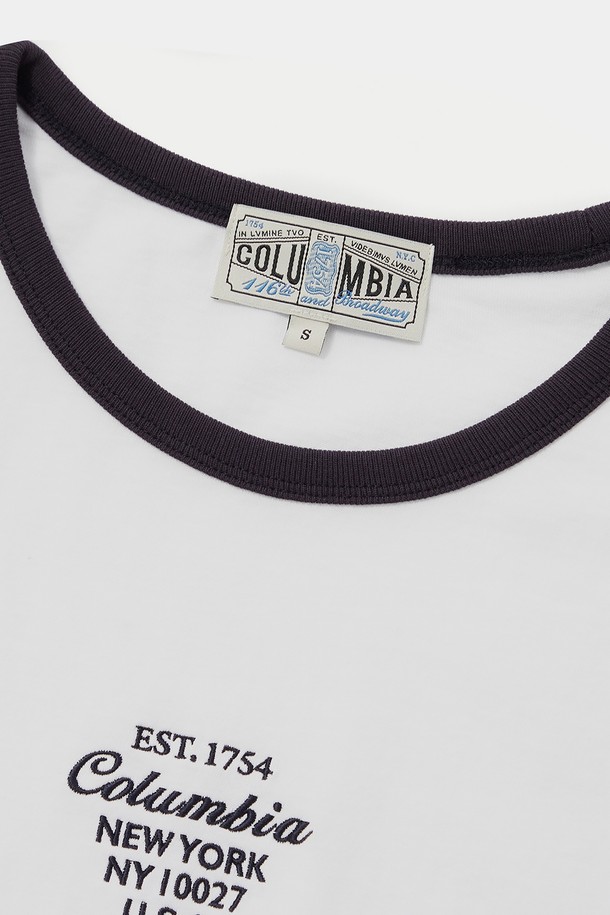 COLUMBIA UNIVERSITY - 반소매 티셔츠 - CU BIG SCRIPT WOMEN S/S RINGER T-SHIRTS 화이트