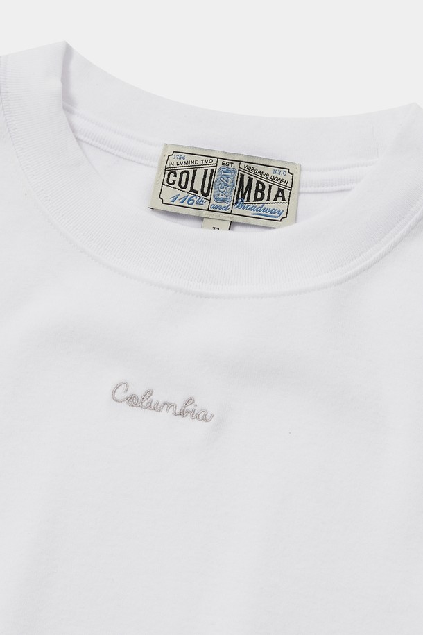 COLUMBIA UNIVERSITY - 반소매 티셔츠 - TINY SCRIPT LOGO WOMEN SLIM-FIT S/S T-SHIRTS 화이트