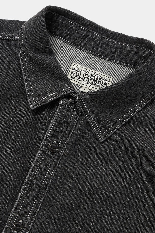 COLUMBIA UNIVERSITY - 반팔셔츠 - COLUMBIA TRAJAN LABEL CONTRAST STITCH DENIM S/S SHIRTS 그레이데님