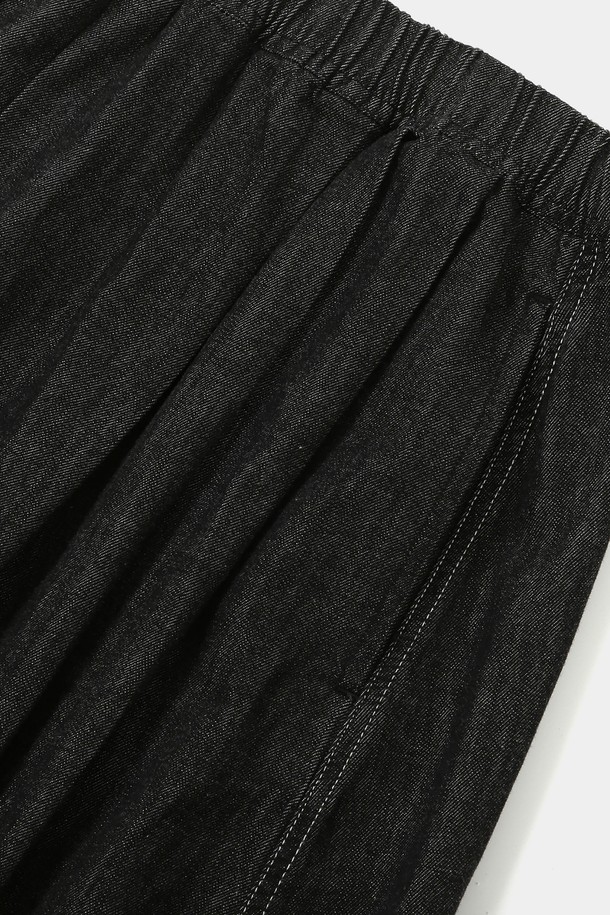 COLUMBIA UNIVERSITY - 롱스커트 - ALL-ROUND PLEATS DENIM LONG SKIRTS 블랙데님