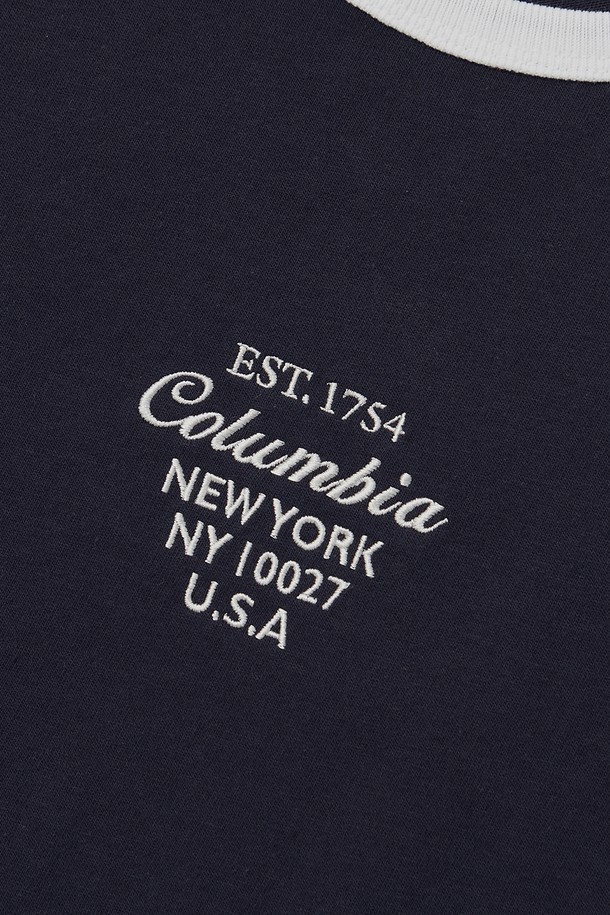 COLUMBIA UNIVERSITY - 반소매 티셔츠 - CU BIG SCRIPT WOMEN S/S RINGER T-SHIRTS 크라운네이비