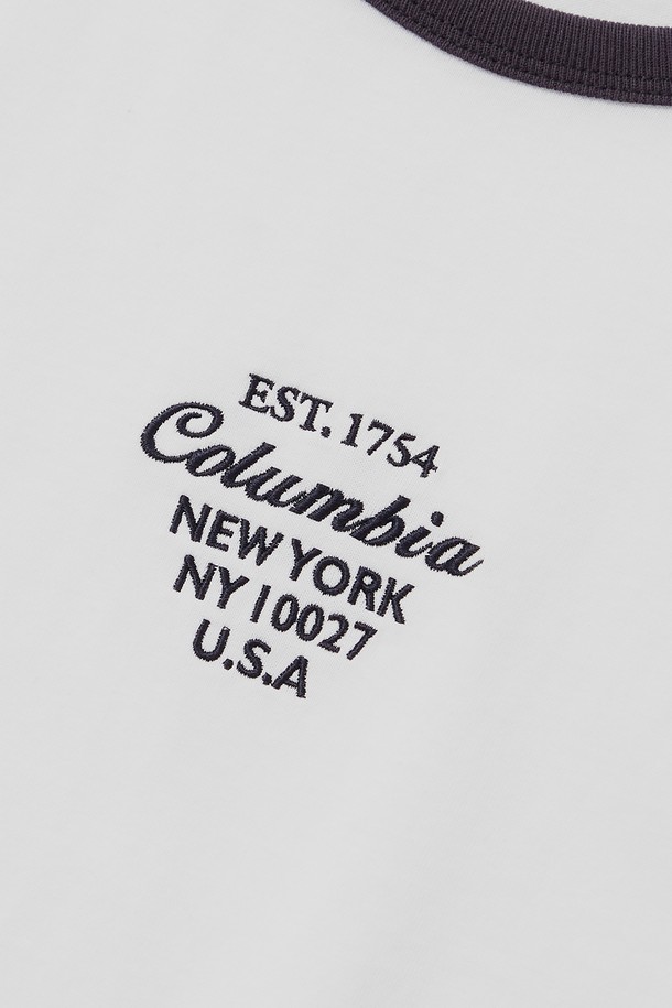 COLUMBIA UNIVERSITY - 반소매 티셔츠 - CU BIG SCRIPT WOMEN S/S RINGER T-SHIRTS 화이트
