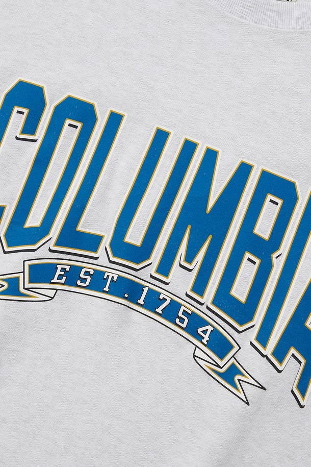 COLUMBIA UNIVERSITY - 반소매 티셔츠 - CU 80S VINTAGE CRACK LOGO WOMEN S/S T-SHIRTS 라이트멜란지