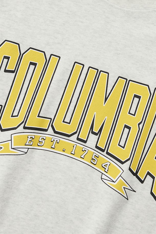 COLUMBIA UNIVERSITY - 반소매 티셔츠 - CU 80S VINTAGE CRACK LOGO WOMEN S/S T-SHIRTS 오트밀
