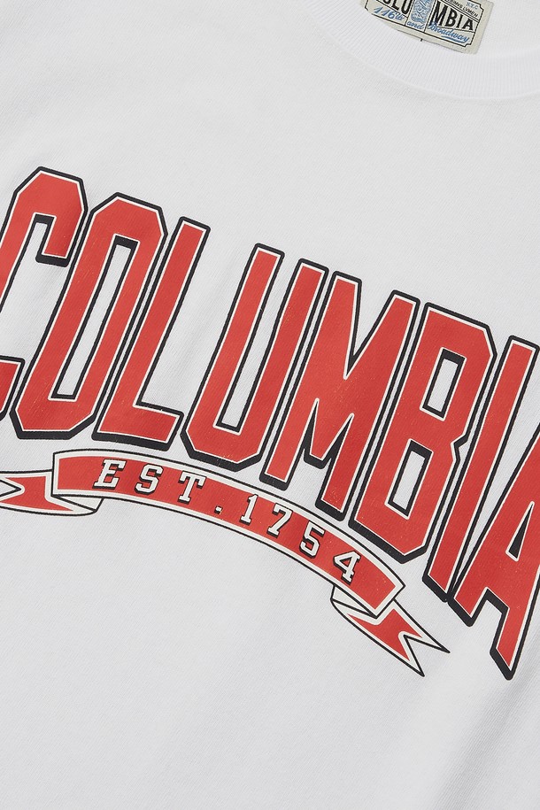 COLUMBIA UNIVERSITY - 반소매 티셔츠 - CU 80S VINTAGE CRACK LOGO WOMEN S/S T-SHIRTS 화이트