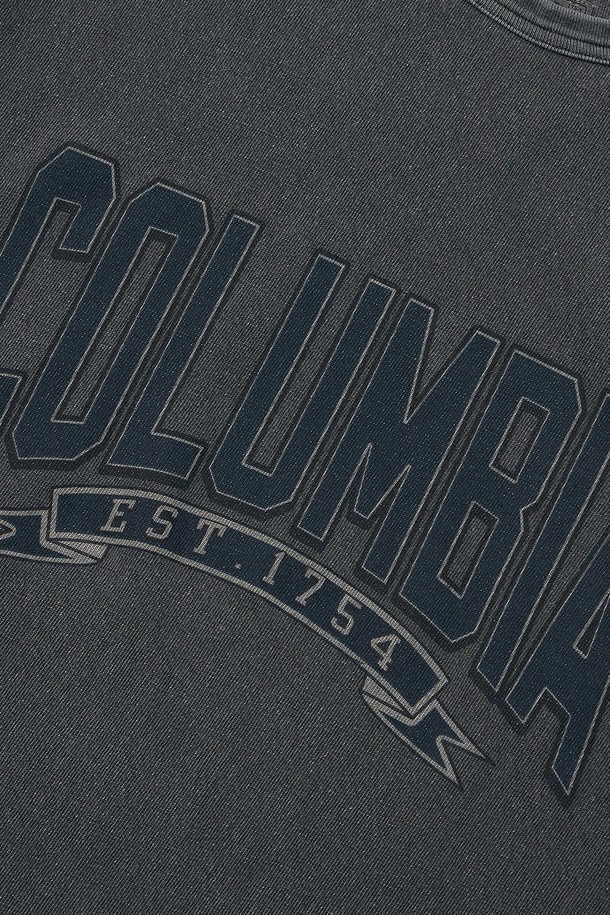 COLUMBIA UNIVERSITY - 반팔티셔츠 - CU 80S VINTAGE CRACK LOGO GARAMENTS DYING S/S T-SHIRTS 차콜
