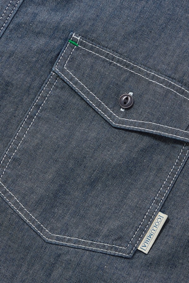 COLUMBIA UNIVERSITY - 반팔셔츠 - COLUMBIA TRAJAN LABEL CONTRAST STITCH DENIM S/S SHIRTS 라이트데님