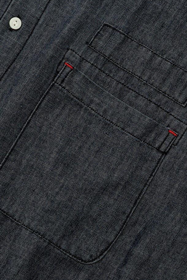 COLUMBIA UNIVERSITY - 반팔셔츠 - SL-LABEL BIG POCKET DENIM S/S SHIRTS 블랙데님