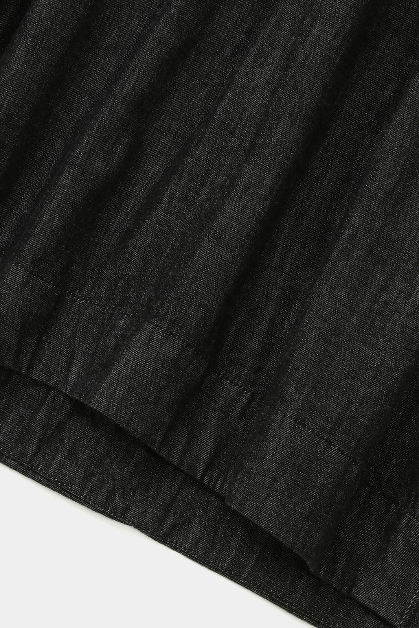 COLUMBIA UNIVERSITY - 롱스커트 - ALL-ROUND PLEATS DENIM LONG SKIRTS 블랙데님