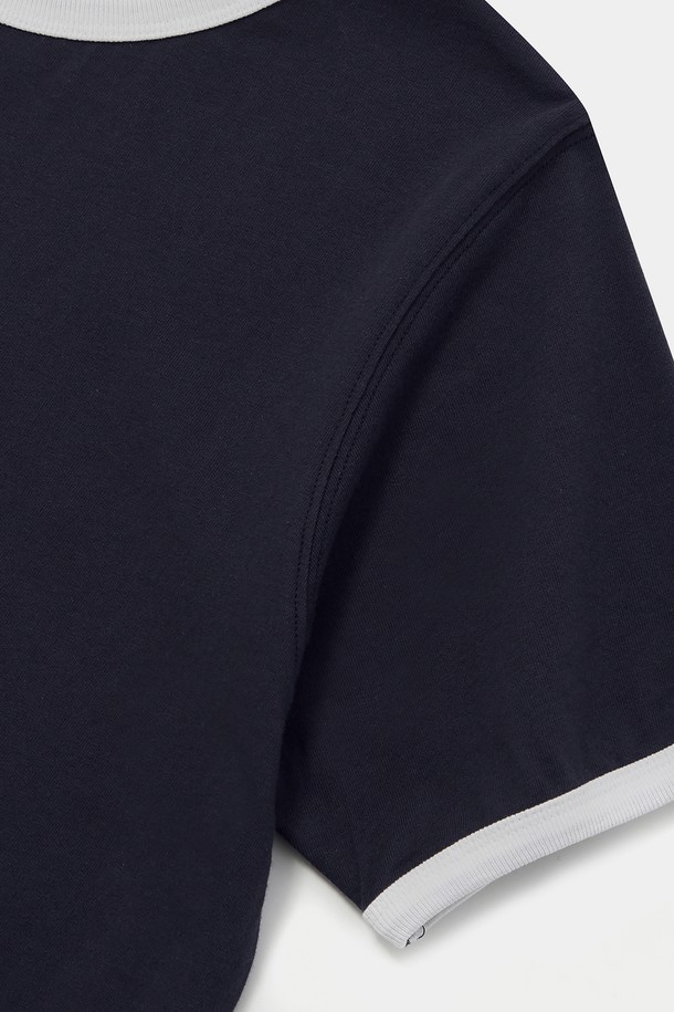 COLUMBIA UNIVERSITY - 반소매 티셔츠 - CU BIG SCRIPT WOMEN S/S RINGER T-SHIRTS 크라운네이비