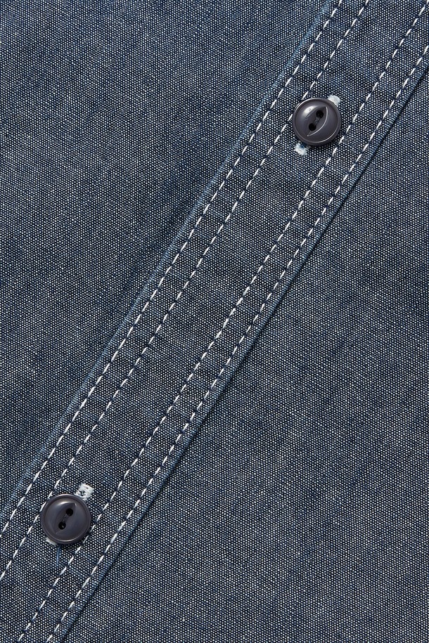 COLUMBIA UNIVERSITY - 반팔셔츠 - COLUMBIA TRAJAN LABEL CONTRAST STITCH DENIM S/S SHIRTS 라이트데님