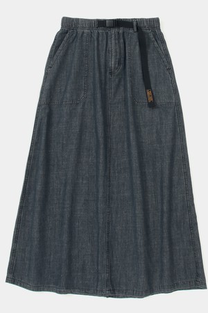 COLUMBIA TRAJAN LABEL BELTED DENIM LONG SKIRTS 블랙데님