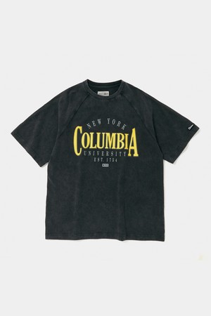 CU VTG CRACK LOGO MINERAL WASHED S/S T-SHIRTS 차콜