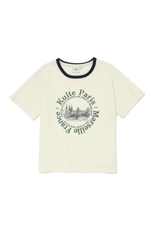 ROUND LANDSCAPE WOMEN RINGER T-SHIRT IVORY