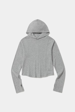 TINY SCRIPT SLIM CROP WOMEN HOODIE_LIGHT GRAY