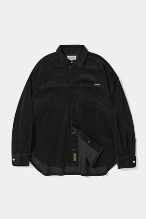 TRAJAN LABEL HIDDEN POCKET CORDUROY SHIRTS_BLACK