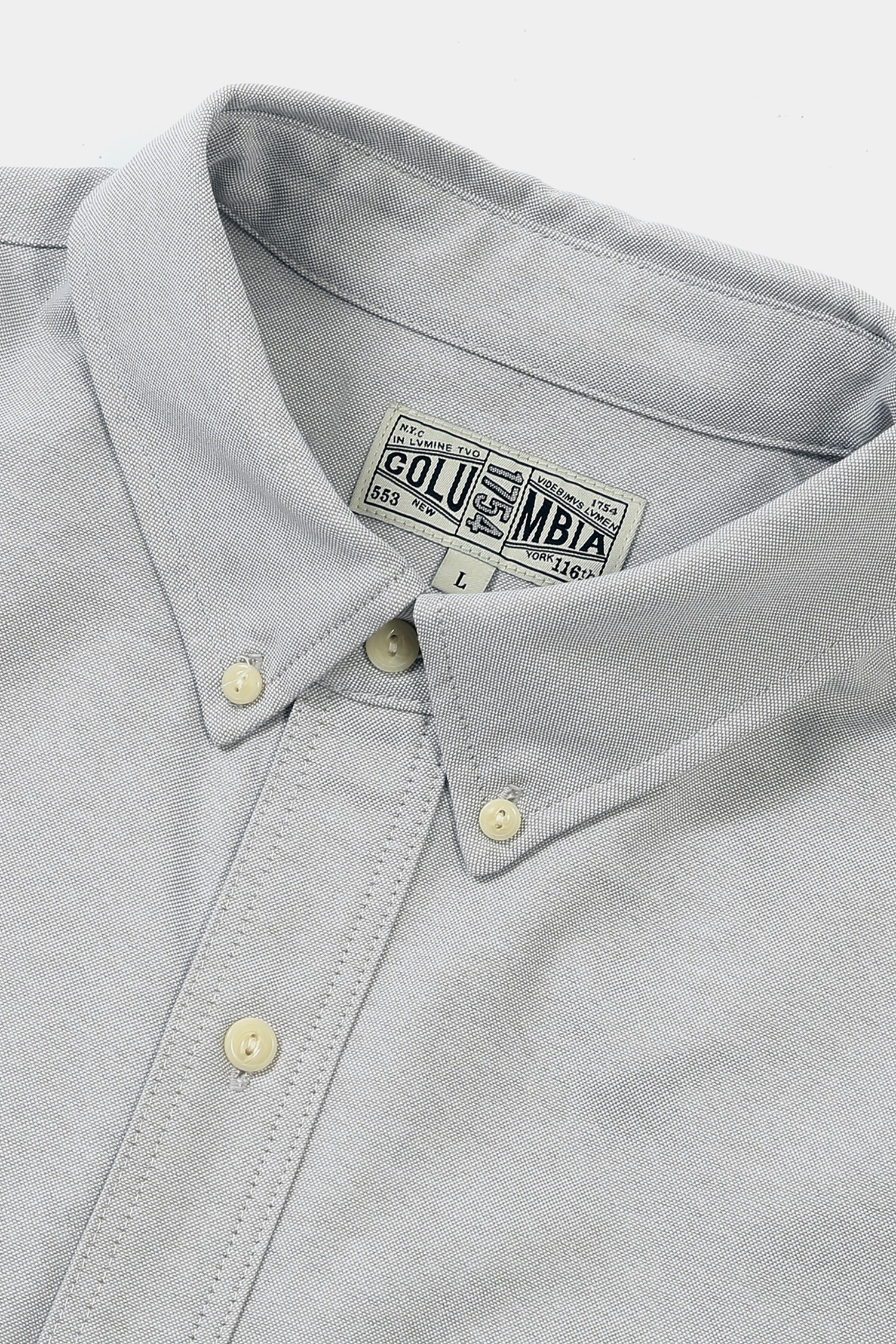 ★★Columbia★★ SLLABEL ONE POCKET OXFORD SS SHIRTS GREY ST COLUMBIA UNIVERSITY] SL-LABEL ONE POCKET OXFORD S/S SHIRTS