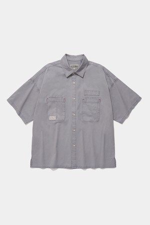 SL-LABEL WASHED BIG POCKET TWILL S/S SHIRTS_GRAY
