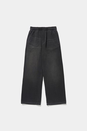 CAT WASHED LOOSE-FIT DENIM TERRY SWEATPANTS_BLACK JEAN