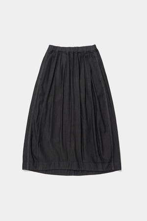 ALL-ROUND TWOTUCK DENIM LONG SKIRT_BLACK JEAN