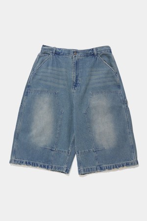 UTILITY DOUBLE-KNEE DENIM BERMUDA SHORTS PANTS_LIGHT JEAN