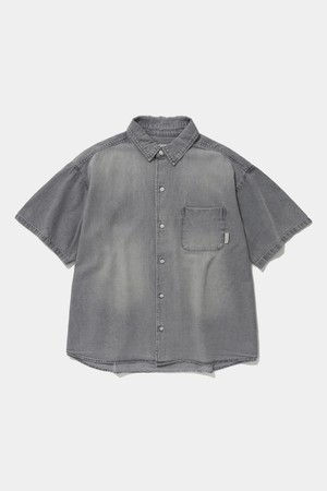 SPRAY WASHED ONE POCKET DENIM S/S SHIRTS_GRAY JEAN