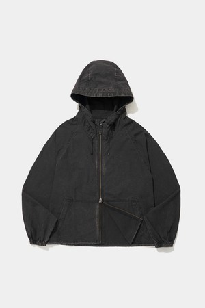 URBAN WASHED WOOVEN ZIP-UP JACKET_BLACK