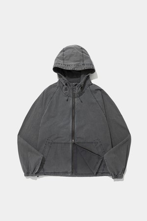 URBAN WASHED WOOVEN ZIP-UP JACKET_CHARCOAL