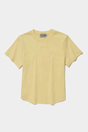 TINY SCRIPT LOGO WOMEN SLIM-FIT S/S T-SHIRTS_LIGHT YELLOW