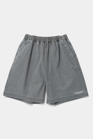 NYC EMB WASHED TWILL SHORTS PANTS_GRAY