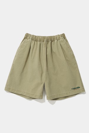 NYC EMB WASHED TWILL SHORTS PANTS_BEIGE