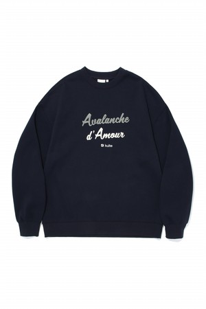 FLOCKING LETTERING CREWNECK_NAVY