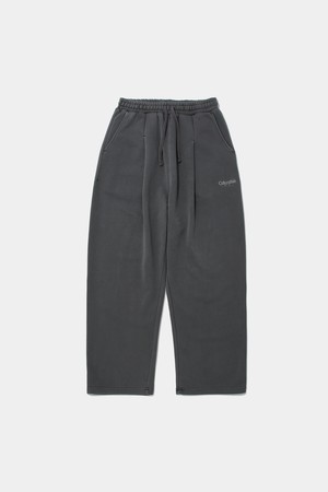 NYC EMB DYED TERRY PINTUCK SWEATPANTS_CHARCOAL