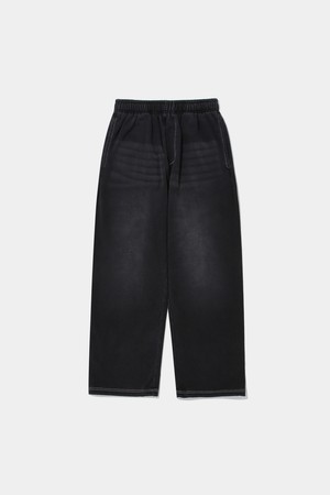 CAT WASHED LOOSE-FIT DENIM TERRY SWEATPANTS_BLACK DENIM
