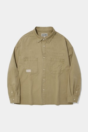 SL-LABEL WASHED BIG POCKET TWILL SHIRT_BEIGE