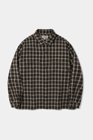 FLEECE BONDED CHECK SHIRT JACKET_BROWN