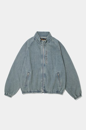 STAND COLLAR DENIM ZIP-UP JACKET_LIGHT JEANS