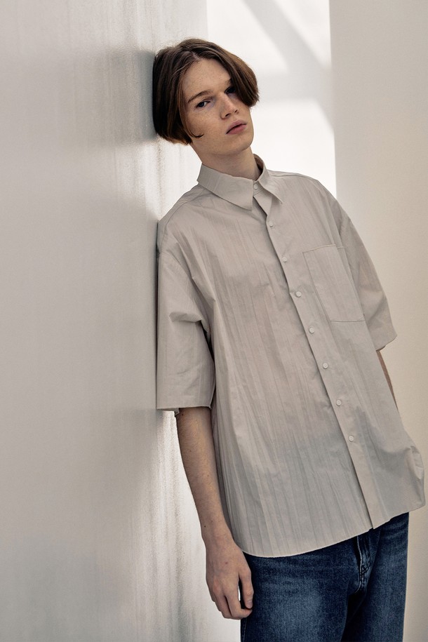 ENDOOR - 반팔셔츠 - crease 1/2 shirt (beige)