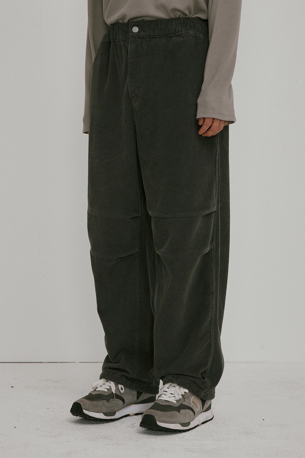 ENDOOR - 팬츠 - Washed corduroy pants (dark gray)