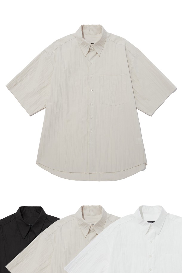 ENDOOR - 반팔셔츠 - crease 1/2 shirt (beige)