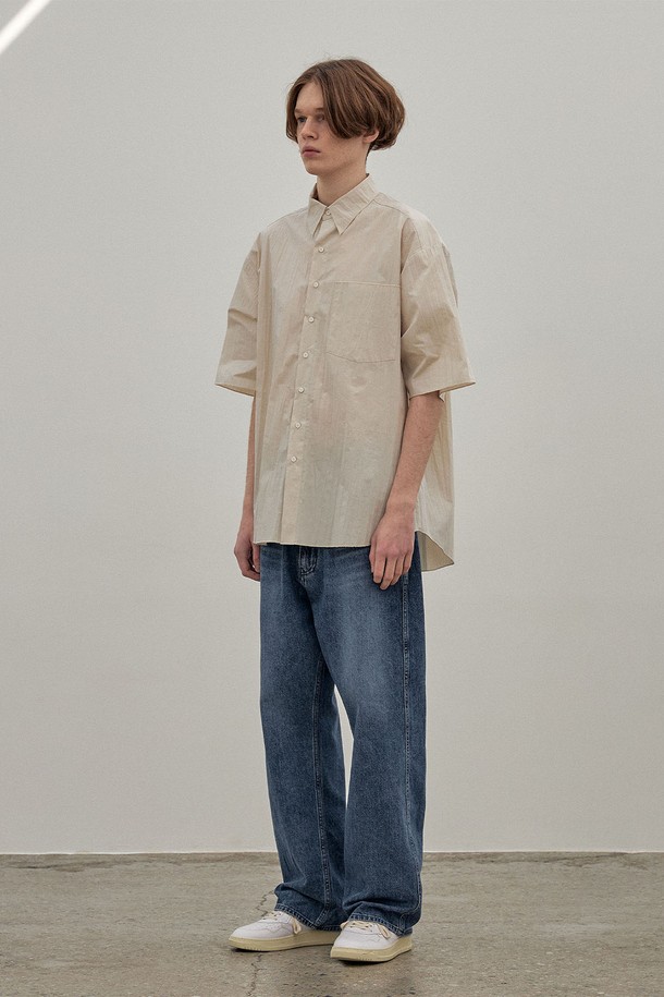 ENDOOR - 반팔셔츠 - crease 1/2 shirt (beige)