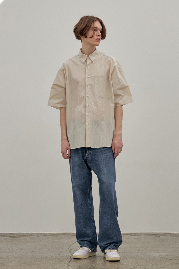 ENDOOR - 반팔셔츠 - crease 1/2 shirt (beige)