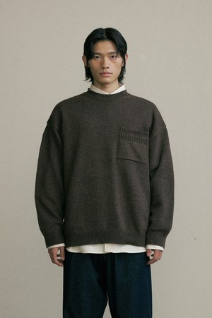 Lambswool crewneck knit (brown)