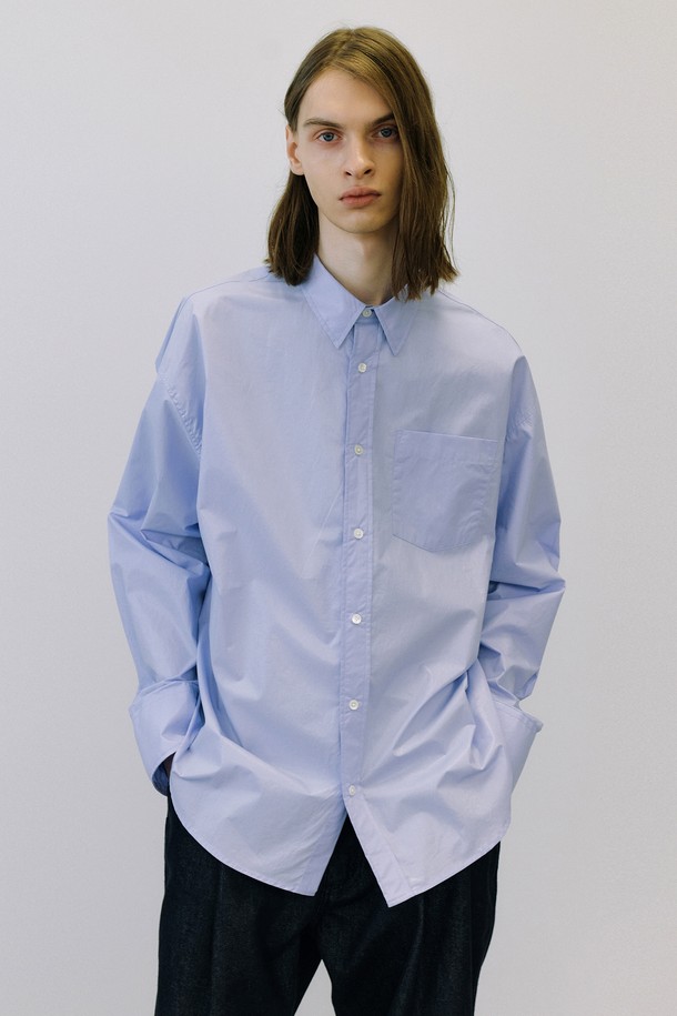 ENDOOR - 긴팔셔츠 - Over coating shirt (sky blue)