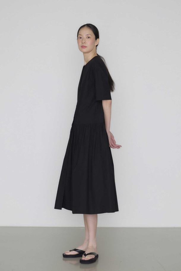 manuelle et guillaume - 반소매 원피스 - Full summer cotton dress black