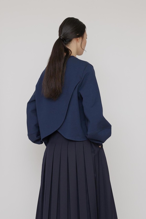 manuelle et guillaume - 스웻셔츠 - Lyrique slit sweat top navy