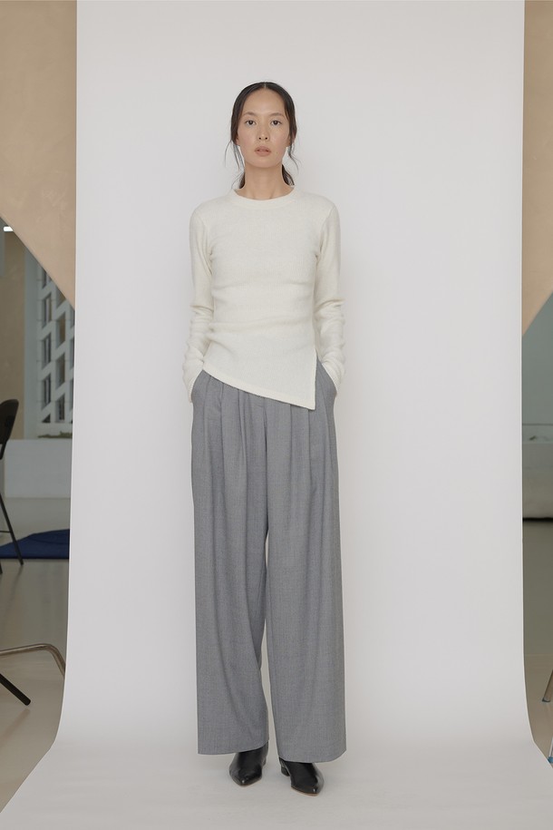 manuelle et guillaume - 롱/미디팬츠 - Real soft wool pants gray