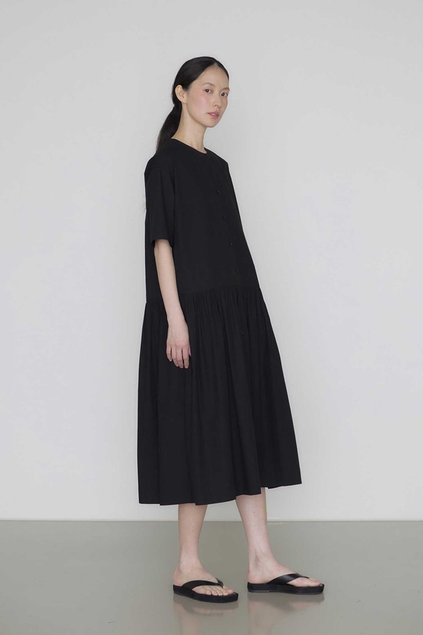 manuelle et guillaume - 반소매 원피스 - Full summer cotton dress black