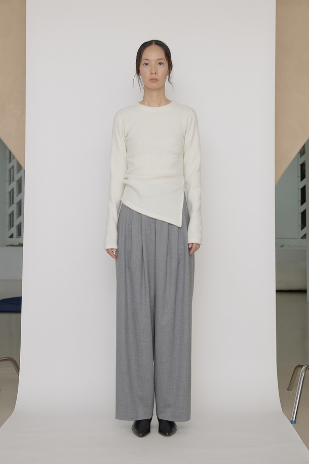 manuelle et guillaume - 롱/미디팬츠 - Real soft wool pants gray